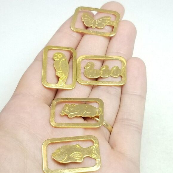 Vintage Animal Bookmarks, Gold Tone Made in Italy Set of 5, Book Lover Reader - Picture 6 of 7
